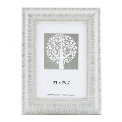Nuotraukų rėmelis, plastikinis, A4, 21x29,7 cm, baltos sp. vidinis rėmelis su ornamentu