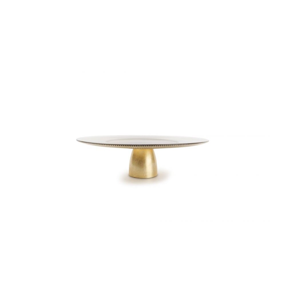 Padėklas Glint Gold, tortui, ant kojelės, stiklas, D 33 cm, H 10 cm, vnt