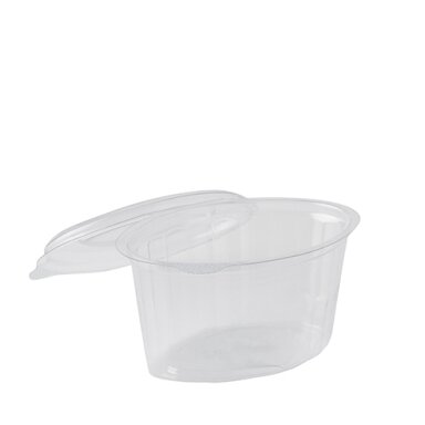 Padažo indelis, PET, su atlenkiamu dangteliu, 100ml, 100 vnt Padažo indelis, PET, su atlenkiamu dangteliu, 100ml, 100 vnt
