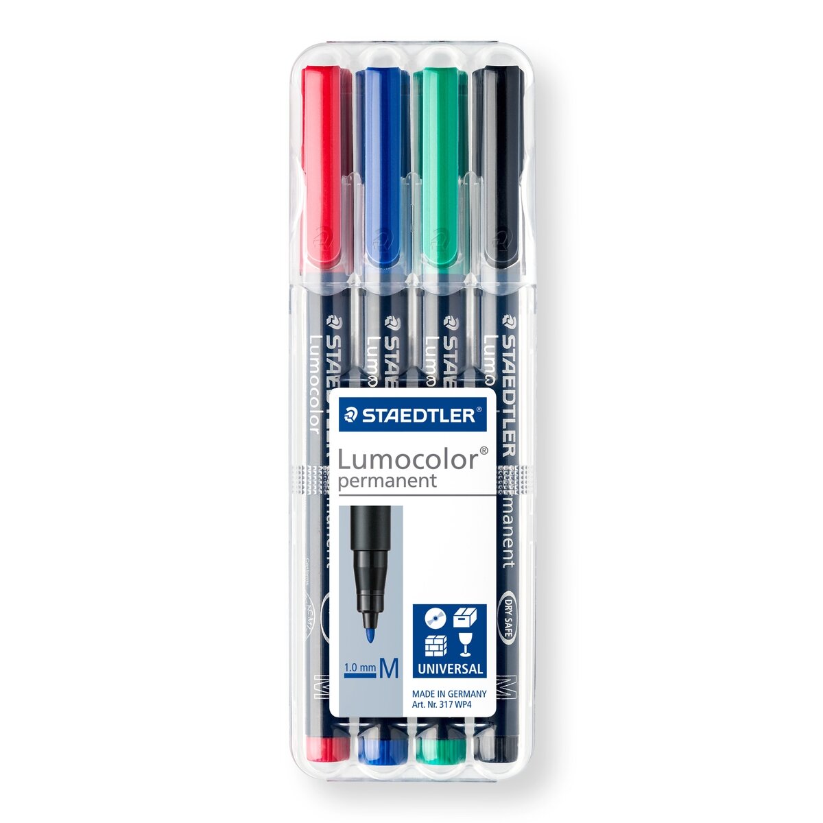 Permanentinis žymeklis STAEDTLER LUMOCOLOR 317M, 1.0 mm, 4 spalvų rinkinys Permanentinis žymeklis STAEDTLER LUMOCOLOR 317M, 1.0 mm, 4 spalvų rinkinys