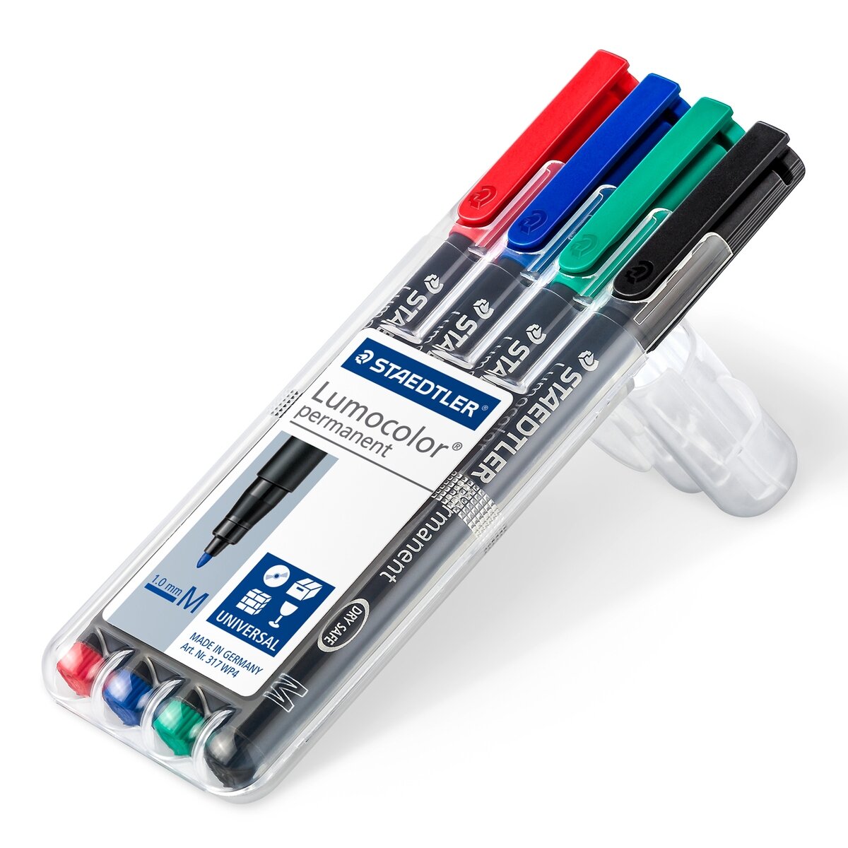 Permanentinis žymeklis STAEDTLER LUMOCOLOR 317M, 1.0 mm, 4 spalvų rinkinys 1