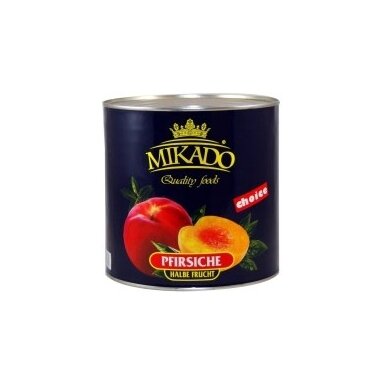 Persikų puselės MIKADO, 2,5 kg / 1,5 kg