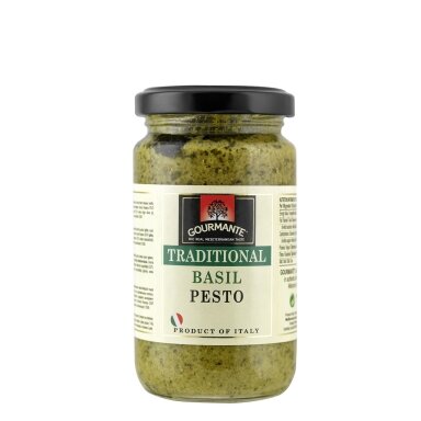 Pesto padažas GOURMANTE, tradicinis, bazilikų, 212 ml Pesto padažas GOURMANTE, tradicinis, bazilikų, 212 ml
