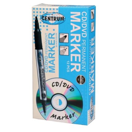 Permanentinis žymeklis CENTRUM CD/DVD, dvigubas 0.5mm/2.0mm, juodas 1 Permanentinis žymeklis CENTRUM CD/DVD, dvigubas 0.5mm/2.0mm, juodas 1