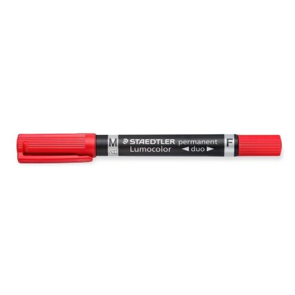 Permanentinis žymeklis STAEDTLER LUMOCOLOR DUO 348, RAUDONA Permanentinis žymeklis STAEDTLER LUMOCOLOR DUO 348, RAUDONA