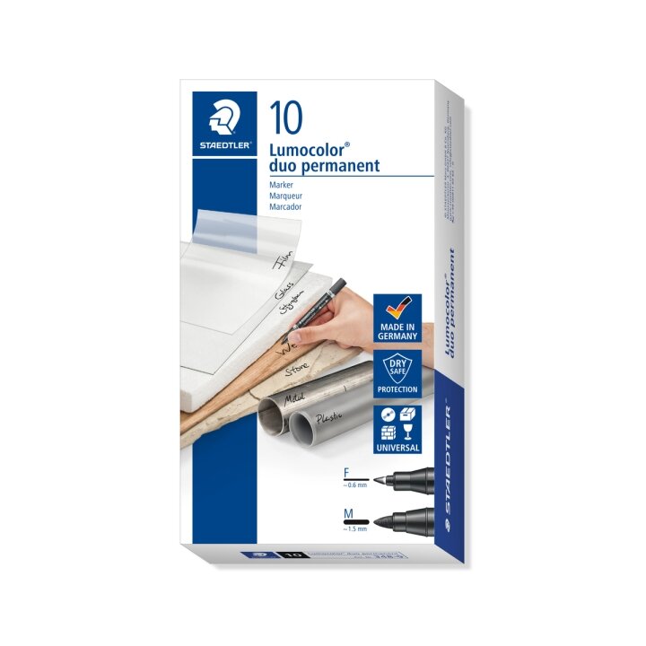 Permanentinis žymeklis STAEDTLER LUMOCOLOR DUO 348, JUODA 3