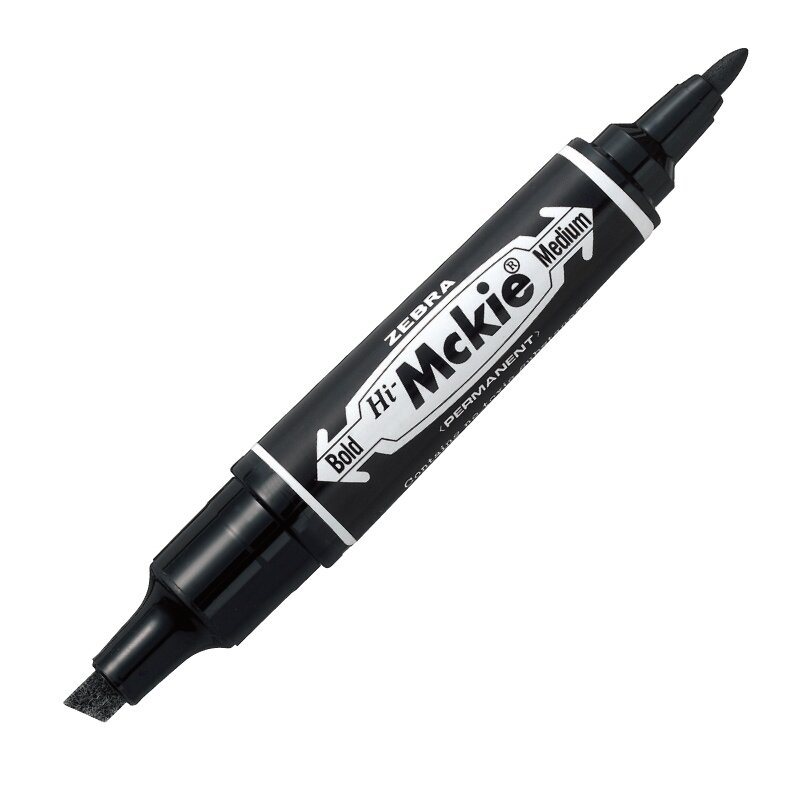 Permanentinis dvipusis žymeklis ZEBRA MCKIE BOLD, JUODA Permanentinis dvipusis žymeklis ZEBRA MCKIE BOLD, JUODA