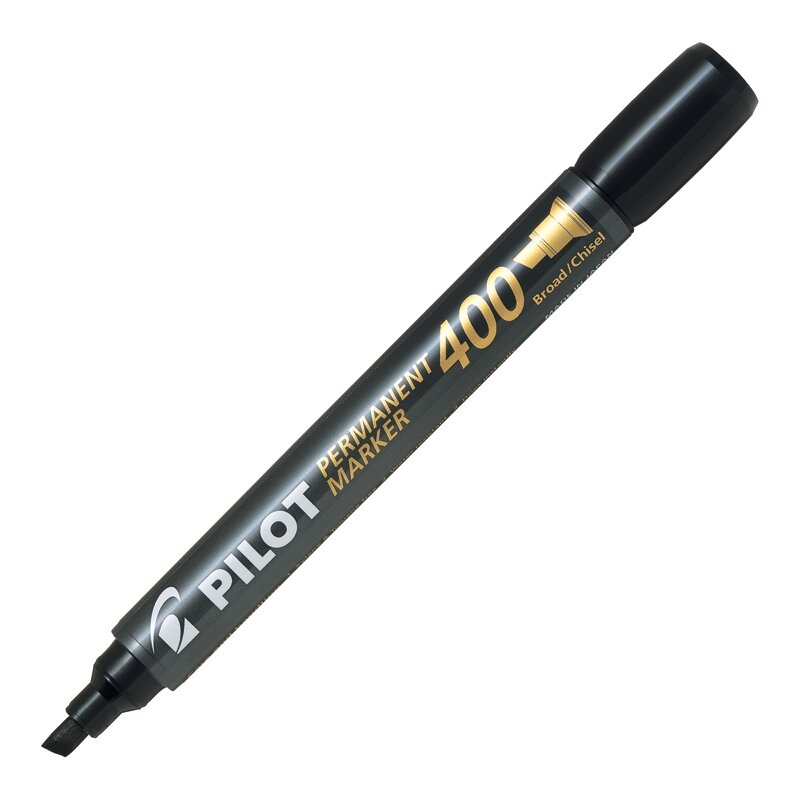 Permanentinis žymeklis PILOT MARKER 100/400, kirsta galvutė, juodas rašalas Permanentinis žymeklis PILOT MARKER 100/400, kirsta galvutė, juodas rašalas
