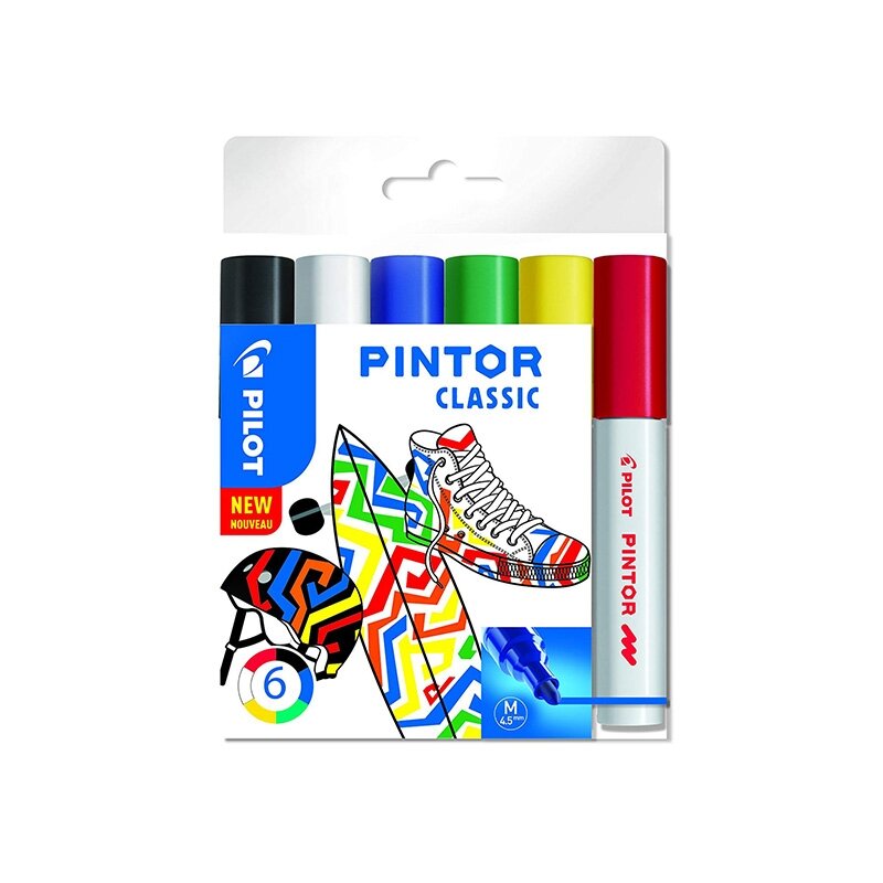 Permanentinis žymeklis PILOT PINTOR CLASSIC 1.4mm, apvali galvutė, 6 spalvų komplektas Permanentinis žymeklis PILOT PINTOR CLASSIC 1.4mm, apvali galvutė, 6 spalvų komplektas