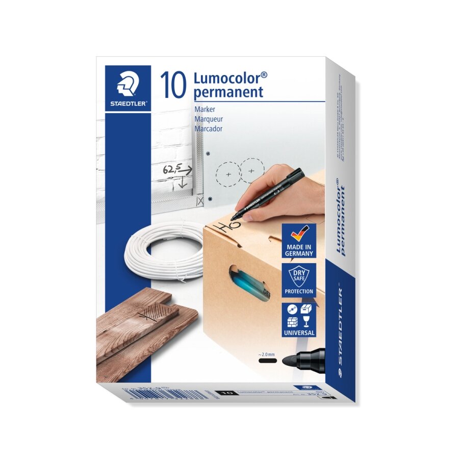 Permanentinis žymeklis STAEDTLER LUMOCOLOR 352, JUODA 1 Permanentinis žymeklis STAEDTLER LUMOCOLOR 352, JUODA 1