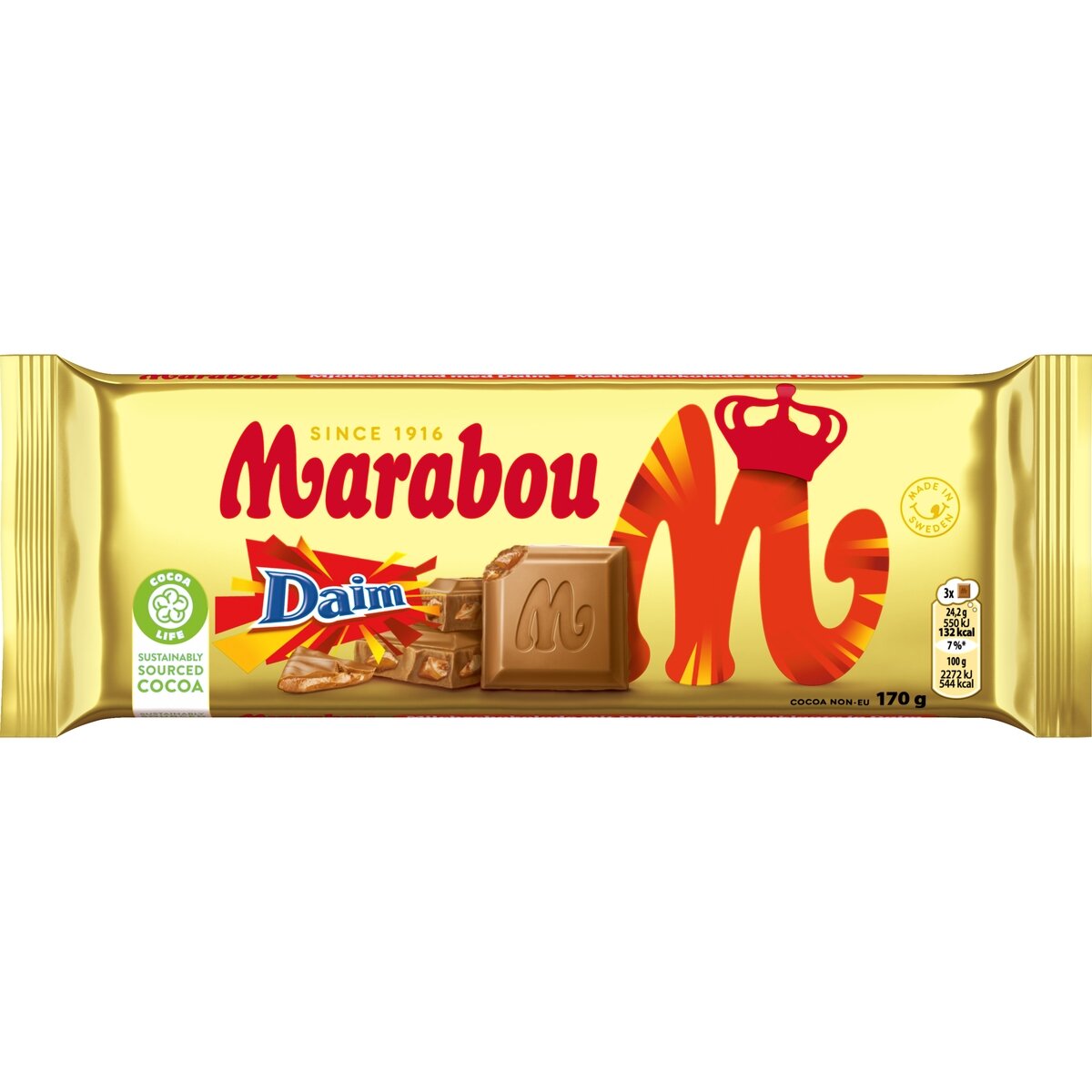 Pieninis šokoladas MARABOU, su Daim, 170 g