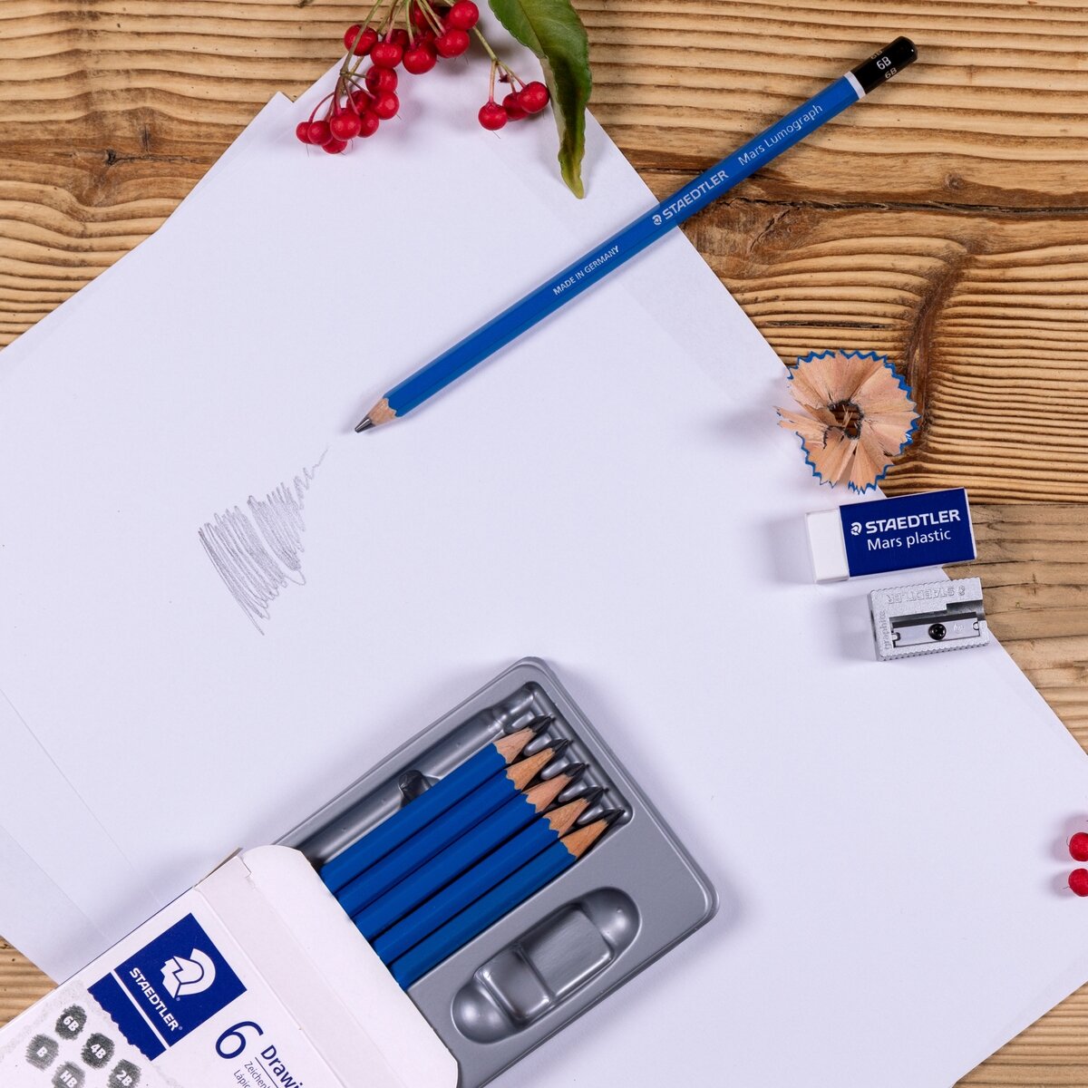Pieštukai STAEDTLER Mars, 6 vnt. 3 Pieštukai STAEDTLER Mars, 6 vnt. 3