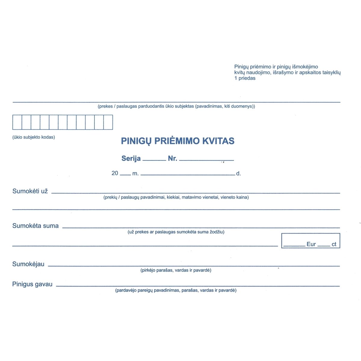 Pinigų priėmimo kvitai be numeracijos A5x2x50 Pinigų priėmimo kvitai be numeracijos A5x2x50