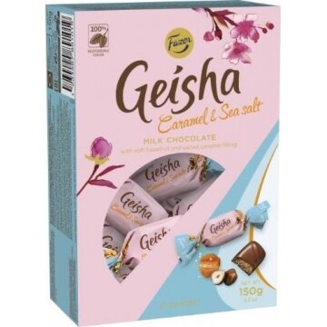 Pieninio šokolado saldainiai GEISHA Caramel Seasalt, 150 g