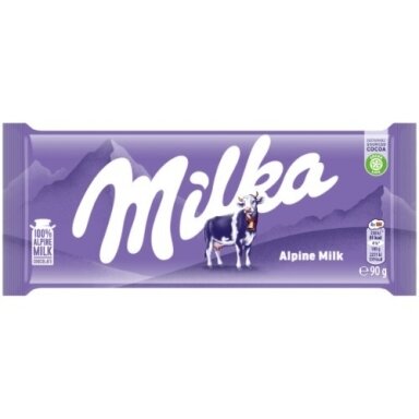 Pieninis šokoladas MILKA Alpių pieno, 90 g Pieninis šokoladas MILKA Alpių pieno, 90 g