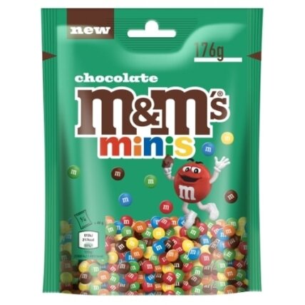 Pieninis šokoladas M&M's minis traškiame spalvotame glajuje, 176 g Pieninis šokoladas M&M's minis traškiame spalvotame glajuje, 176 g