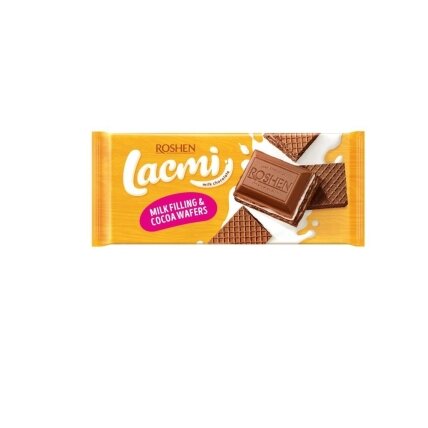 Pieniškas šokoladas ROSHEN, Lacmi, su pieniniu įdaru ir vafliais, 90 g Pieniškas šokoladas ROSHEN, Lacmi, su pieniniu įdaru ir vafliais, 90 g