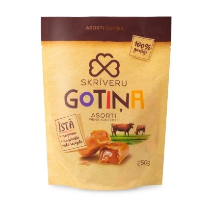 Pieniški saldainiai Karvutė, asorti, 250 g Pieniški saldainiai Karvutė, asorti, 250 g