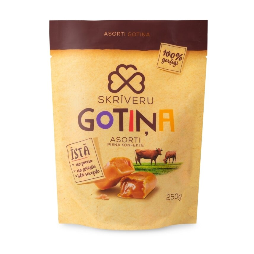Pieniški saldainiai Karvutė, asorti, 250 g Pieniški saldainiai Karvutė, asorti, 250 g