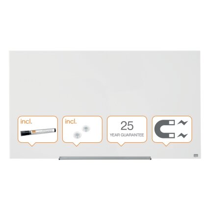 Plačiaekranė stiklinė magnetinė lenta NOBO DIAMOND 57", balta sp. Plačiaekranė stiklinė magnetinė lenta NOBO DIAMOND 57", balta sp.