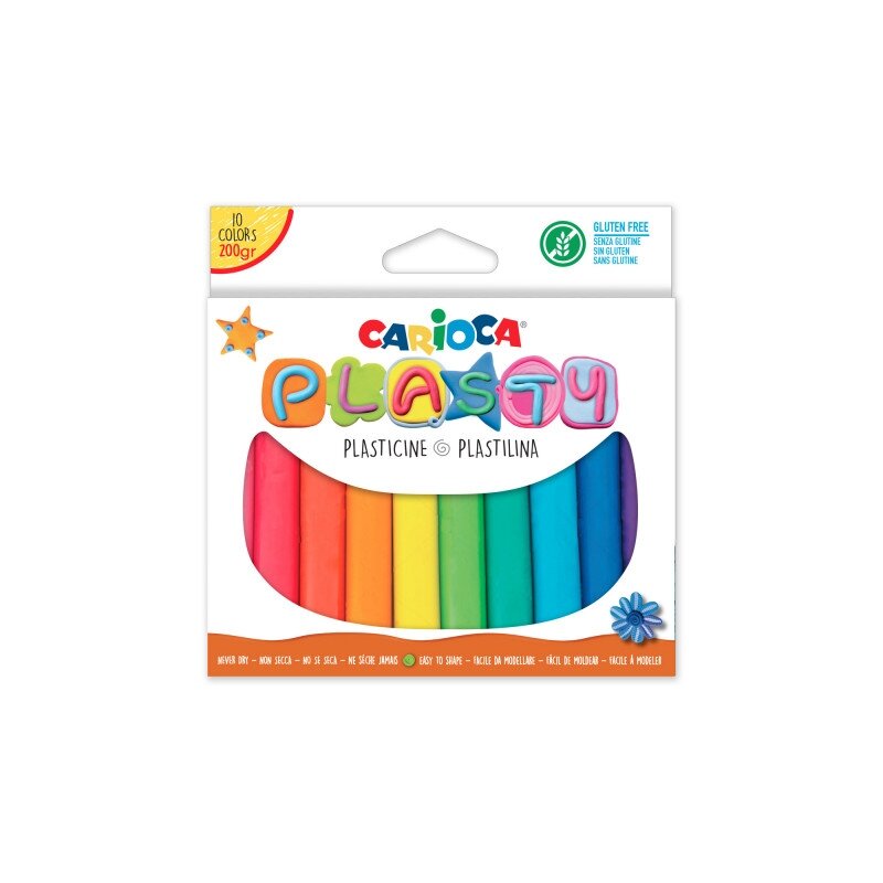 Plastilinas CARIOCA PLASTY, 200 gr, 10 vnt. Plastilinas CARIOCA PLASTY, 200 gr, 10 vnt.