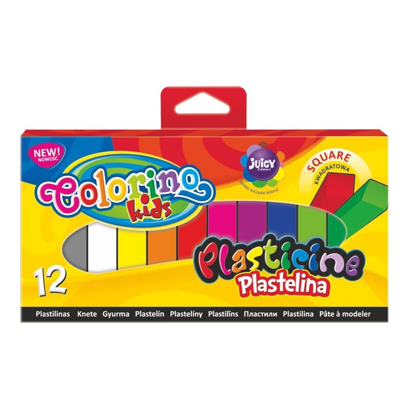 Plastilinas Colorino Kids, kvadratinės formos, 12 spalvų Plastilinas Colorino Kids, kvadratinės formos, 12 spalvų
