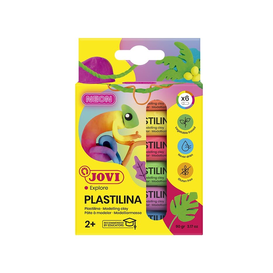 Plastilinas JOVI, 15 g, 6 neoninės spalvos Plastilinas JOVI, 15 g, 6 neoninės spalvos