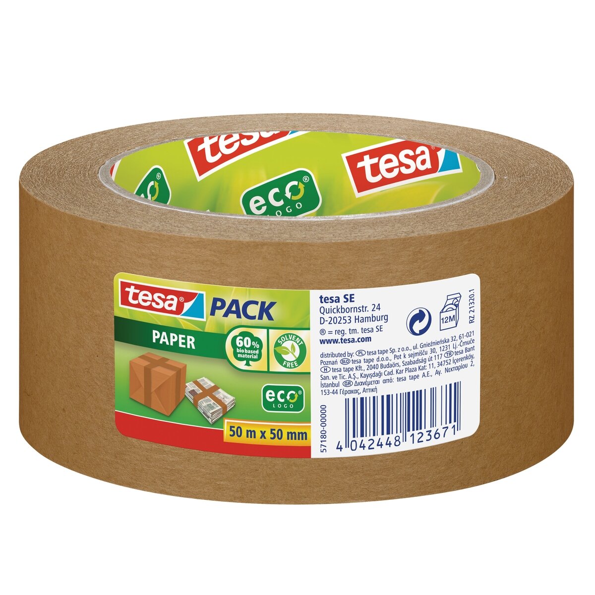 Popierinė pakavimo juosta TESA PACK Paper ECO Logo, 50mm x 50m, ruda Popierinė pakavimo juosta TESA PACK Paper ECO Logo, 50mm x 50m, ruda