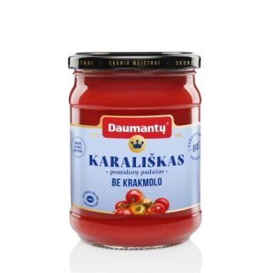 Pomidorų padažas DAUMANTŲ Karališkas, be krakmolo, be konservantų, 52 % pastos, 500 g Pomidorų padažas DAUMANTŲ Karališkas, be krakmolo, be konservantų, 52 % pastos, 500 g