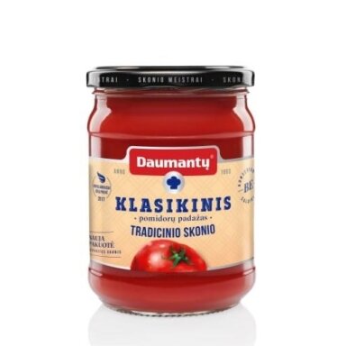 Pomidorų padažas DAUMANTŲ KLASIKINIS Tradicinio skonio 25% pastos Pomidorų padažas DAUMANTŲ KLASIKINIS Tradicinio skonio 25% pastos