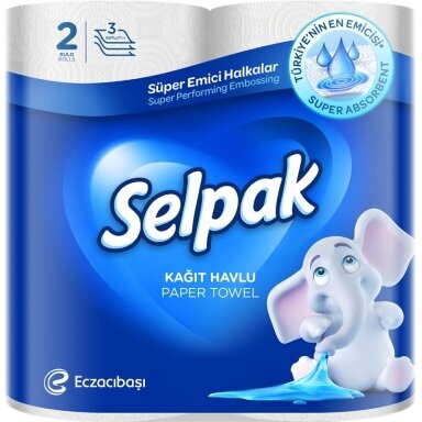 Popieriniai rankšluosčiai SELPAK, 3 sluoksnių, 84 lapeliai, 11,25 m ilgio, 2 ritinėliai, balta sp. Popieriniai rankšluosčiai SELPAK, 3 sluoksnių, 84 lapeliai, 11,25 m ilgio, 2 ritinėliai, balta sp.