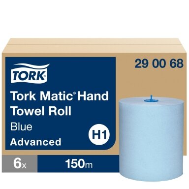 Popieriniai rankšluosčiai TORK H1 Advanced Matic, 2 sl., 150 m, mėlyna sp., 290068