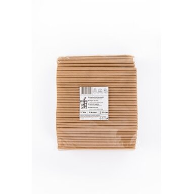 Popieriniai šiaudeliai, rudi, 6 mm, L 20 cm, 500 vnt Popieriniai šiaudeliai, rudi, 6 mm, L 20 cm, 500 vnt