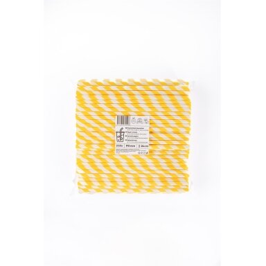 Popieriniai šiaudeliai ZigZag, geltoni/dryžuoti, D 8 mm, L 24 cm, 250 vnt Popieriniai šiaudeliai ZigZag, geltoni/dryžuoti, D 8 mm, L 24 cm, 250 vnt