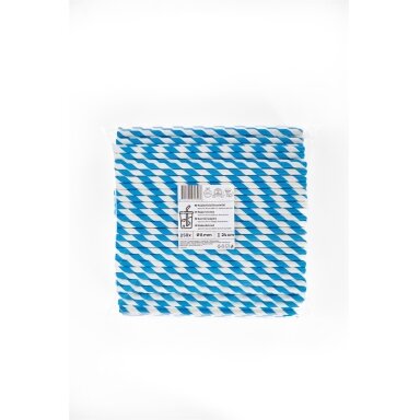 Popieriniai šiaudeliai ZigZag, mėlyni/dryžuoti, D 8 mm, L 24 cm, 250 vnt Popieriniai šiaudeliai ZigZag, mėlyni/dryžuoti, D 8 mm, L 24 cm, 250 vnt