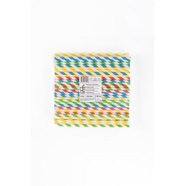 Popieriniai šiaudeliai ZigZag, spalvoti/dryžuoti, D 8 mm, L 25 cm, 150 vnt Popieriniai šiaudeliai ZigZag, spalvoti/dryžuoti, D 8 mm, L 25 cm, 150 vnt