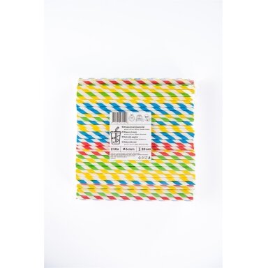 Popieriniai šiaudeliai ZigZag, spalvoti/dryžuoti, D6 mm, L 20 cm, 250 vnt Popieriniai šiaudeliai ZigZag, spalvoti/dryžuoti, D6 mm, L 20 cm, 250 vnt