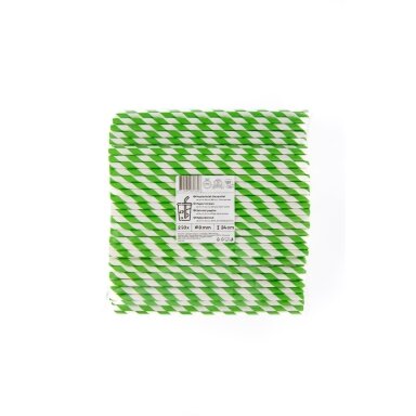 Popieriniai šiaudeliai ZigZag, žali/dryžuoti, D 8 mm, L 24 cm, 250 vnt Popieriniai šiaudeliai ZigZag, žali/dryžuoti, D 8 mm, L 24 cm, 250 vnt