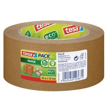 Popierinė pakavimo juosta TESA PACK Paper ECO Logo, 50mm x 50m, ruda Popierinė pakavimo juosta TESA PACK Paper ECO Logo, 50mm x 50m, ruda