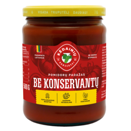 Pomidorų padažas KĖDAINIŲ be konservantų, 0.5/500g Pomidorų padažas KĖDAINIŲ be konservantų, 0.5/500g