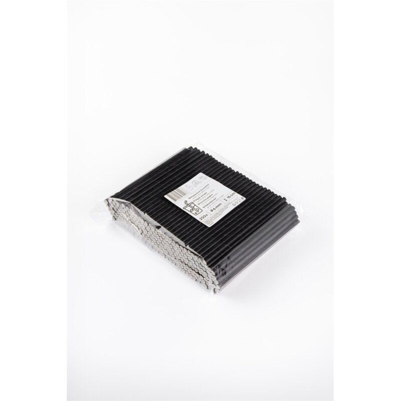 Popieriniai šiaudeliai, juodi, D 6 mm, L 15 cm, 250 vnt 1