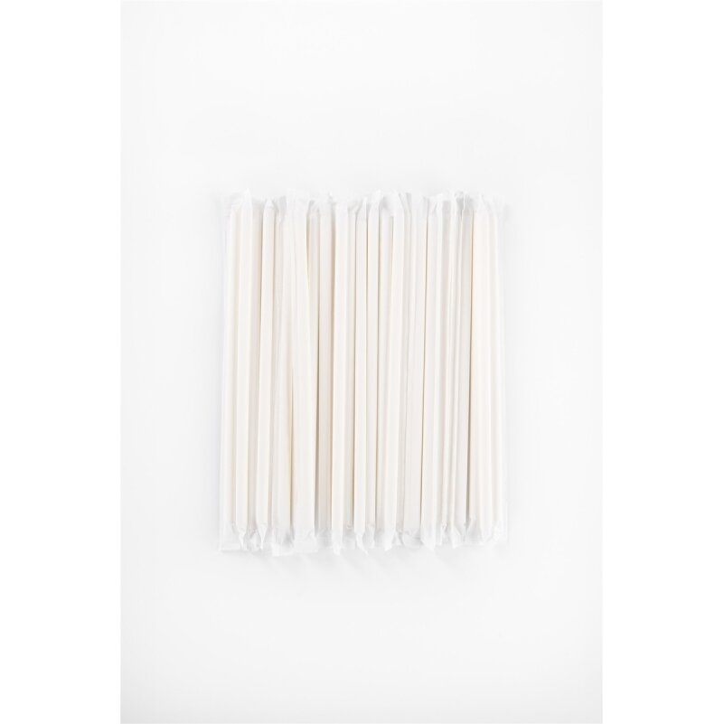 Popieriniai šiaudeliai, balti, individualiai supakuoti, D 8 mm, L 23 cm, 250 vnt 1
