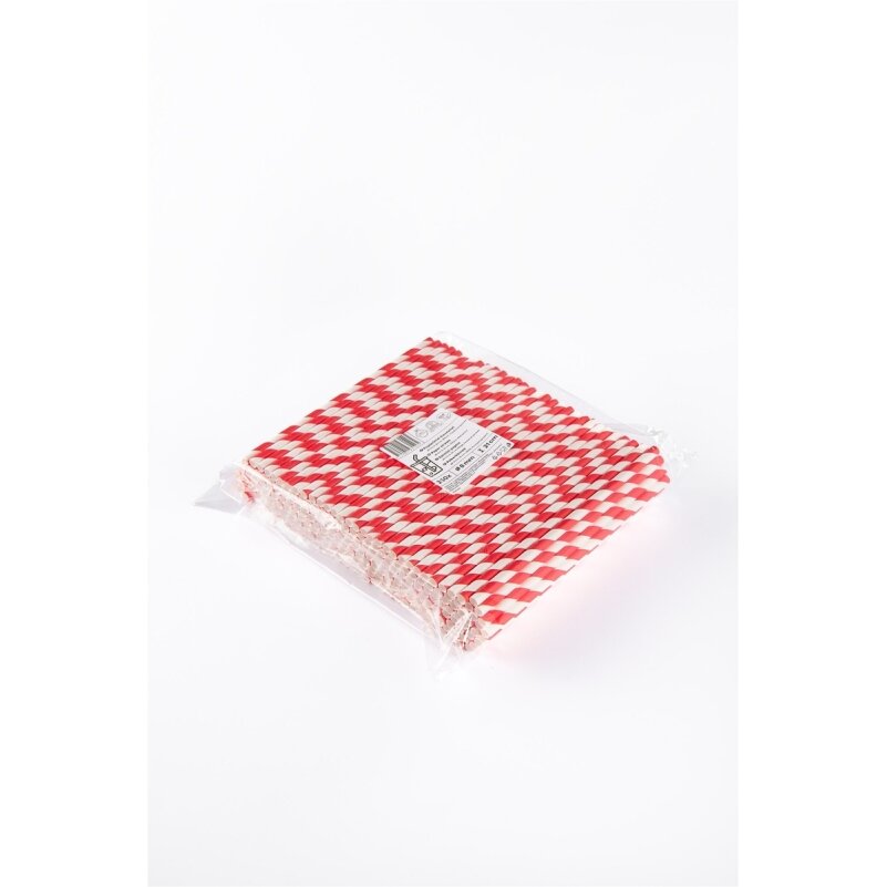 Popieriniai šiaudeliai ZigZag, raudoni/dryžuoti, D 8 mm, L 21 cm, 250 vnt