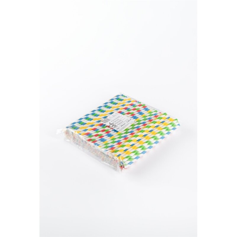 Popieriniai šiaudeliai ZigZag, spalvoti/dryžuoti, D 8 mm, L 25 cm, 150 vnt 1