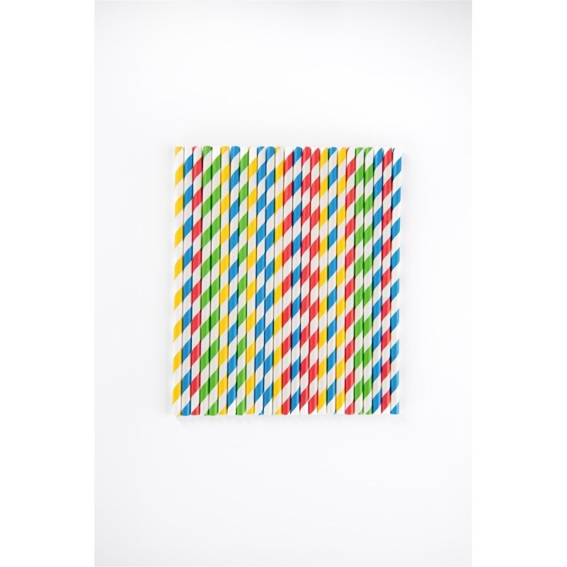 Popieriniai šiaudeliai ZigZag, spalvoti/dryžuoti, D 8 mm, L 25 cm, 150 vnt 2