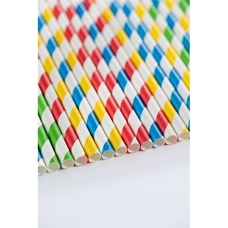Popieriniai šiaudeliai ZigZag, spalvoti/dryžuoti, D 8 mm, L 25 cm, 150 vnt 3