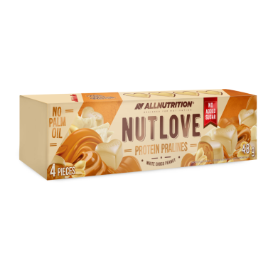 Proteininiai baltojo šokolado saldainiai NUTLOVE ALLNUTRITION su riešutų įdaru, 48g Proteininiai baltojo šokolado saldainiai NUTLOVE ALLNUTRITION su riešutų įdaru, 48g