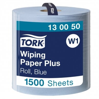 Pramoninis popierius TORK Advanced 420 W1, 130050,  2 sl, 1500 l., 36.9 cm x 510 m, mėlynos spalvos 1