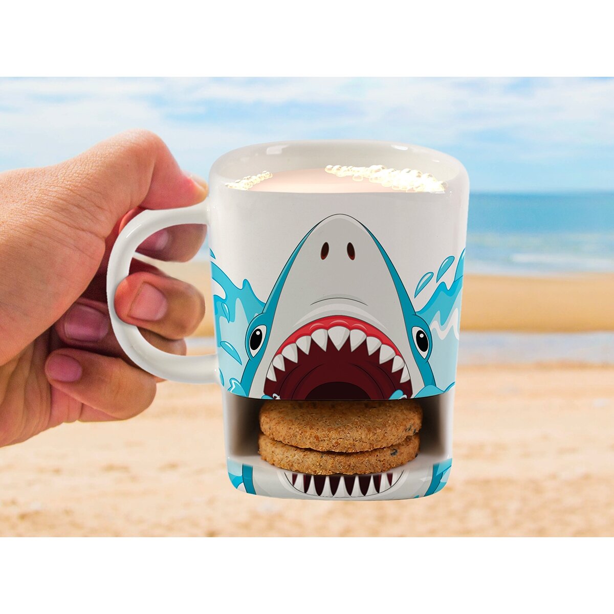 Puodelis Itotal Shark, su sausainių skyreliu, 250ml