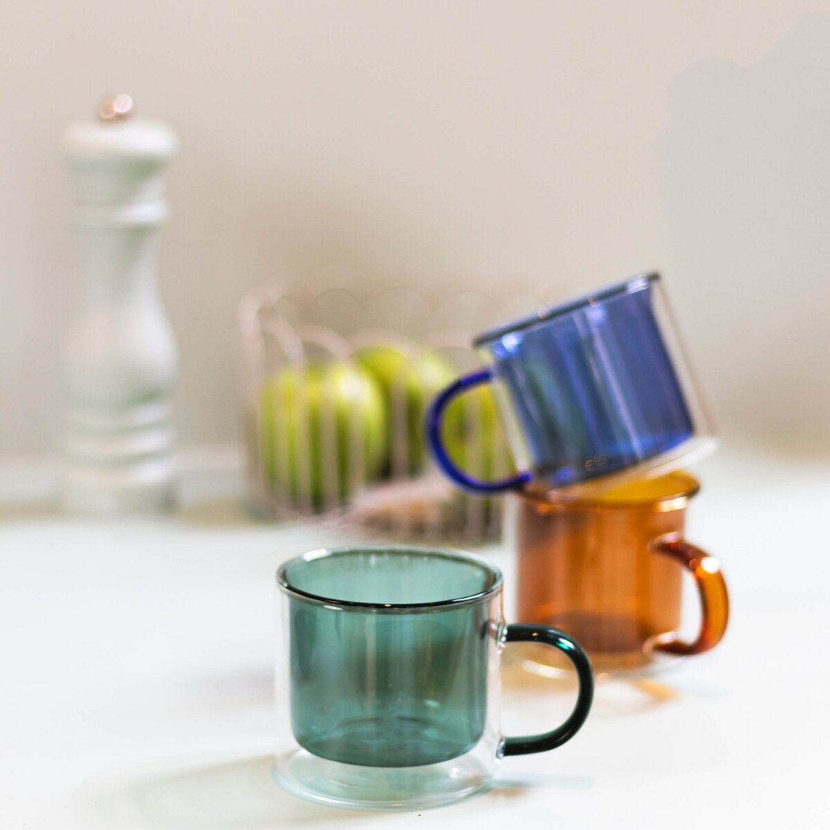 Puodelis Liv Grey, borosilikatinis stiklas, 270 ml, D 8,5 cm, H 7,8 cm, 2 vnt. 1